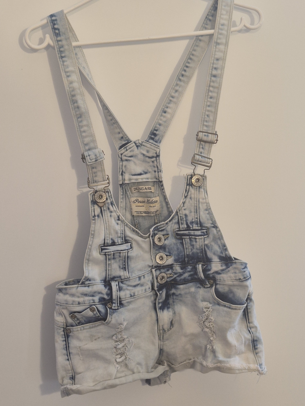 Light Wash Denim Suspender Jean Shorts